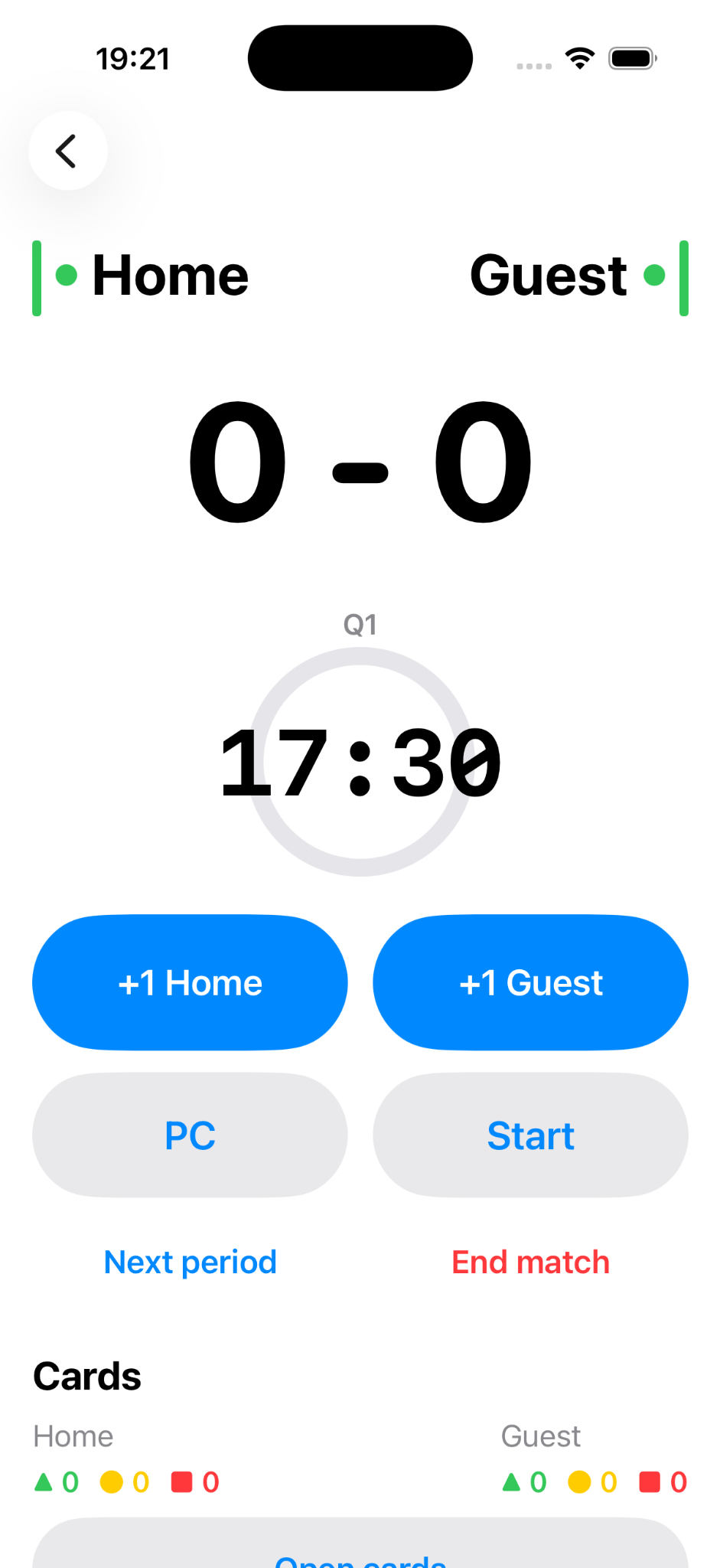 Match control screen